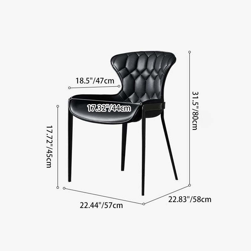 Curved Microfiber Leather Wing Back Dining Chair — Brown