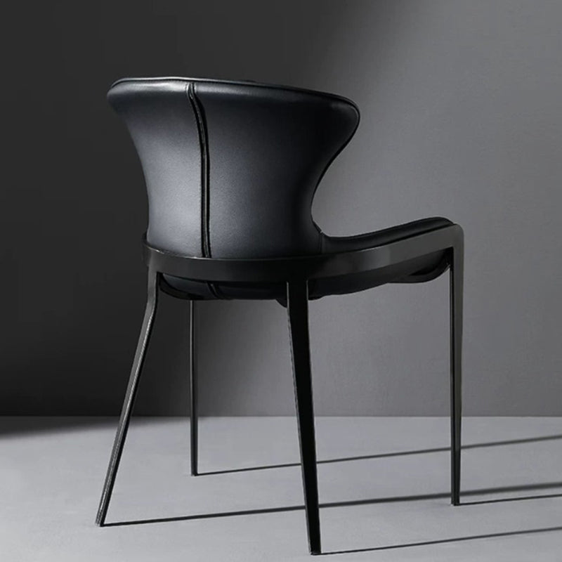 Curved Microfiber Leather Wing Back Dining Chair