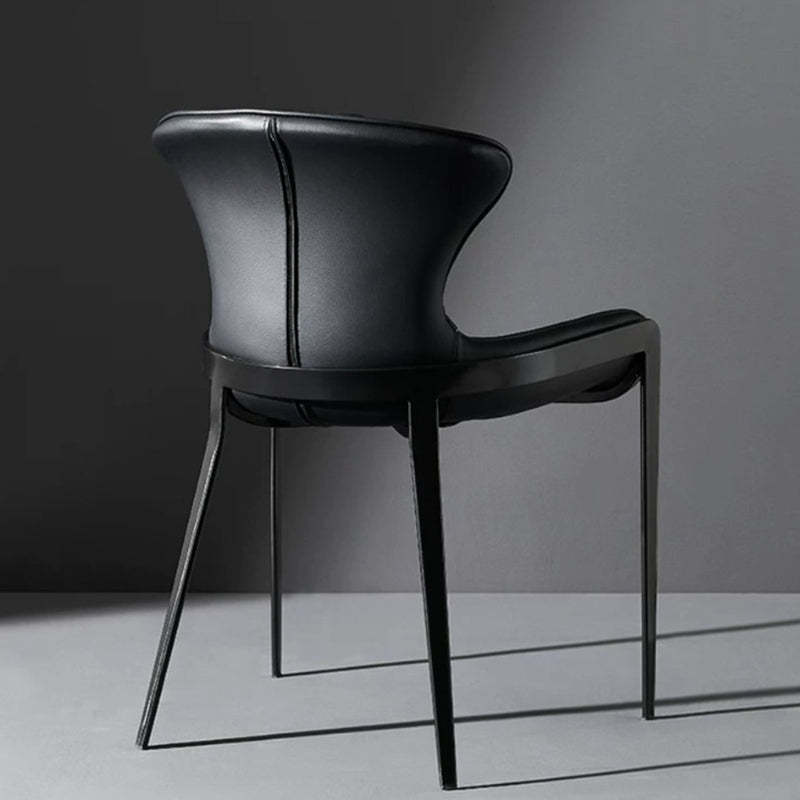Curved Microfiber Leather Wing Back Dining Chair