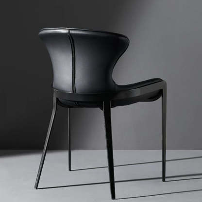 Curved Microfiber Leather Wing Back Dining Chair