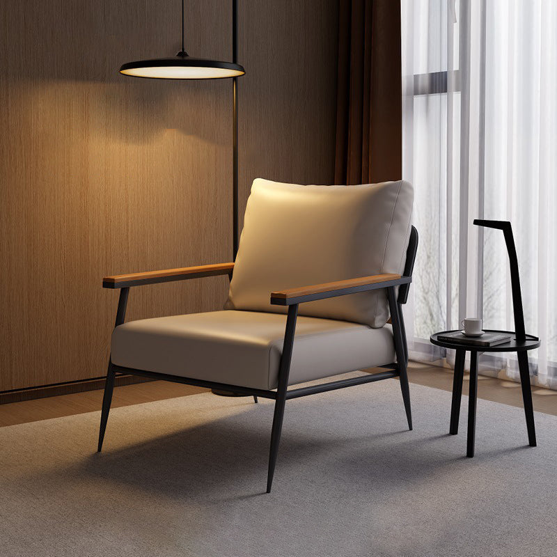 Scandinavian Microfiber Leather Accent Chair — Light Gray