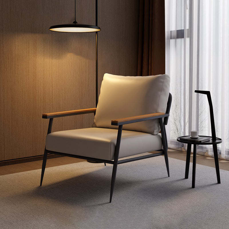 Scandinavian Microfiber Leather Accent Chair — Light Gray