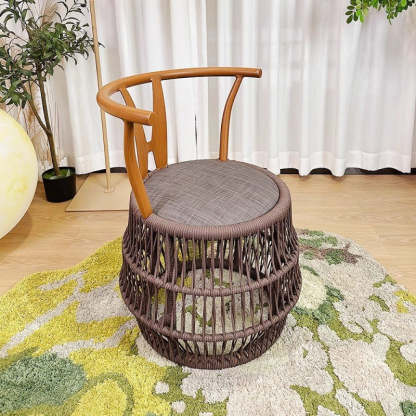 Vintage Braided Rope Arc Back Chair — Cherry Wood Color