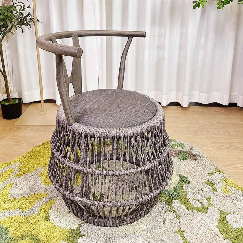Vintage Braided Rope Arc Back Chair — Gray