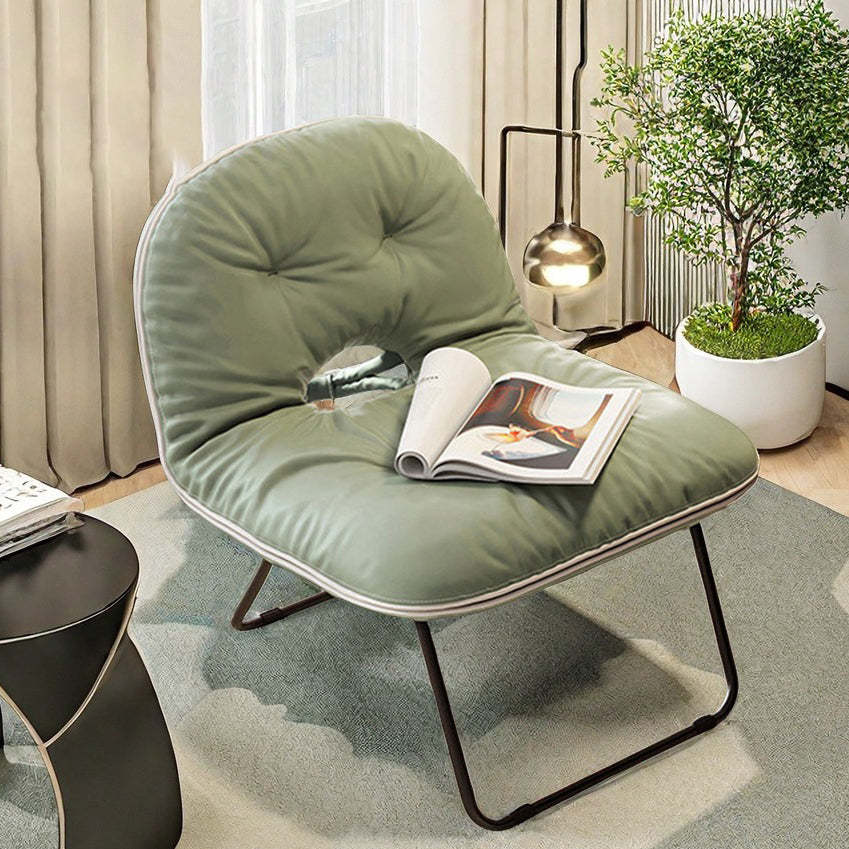 Nordic Curved Leather Folding Accent Chair