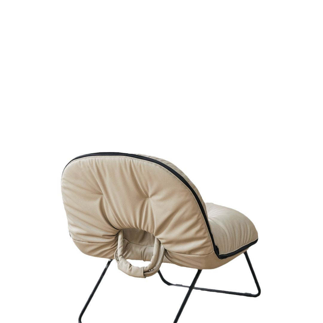 Nordic Curved Leather Folding Accent Chair