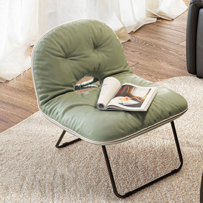 Nordic Curved Leather Folding Accent Chair — Green