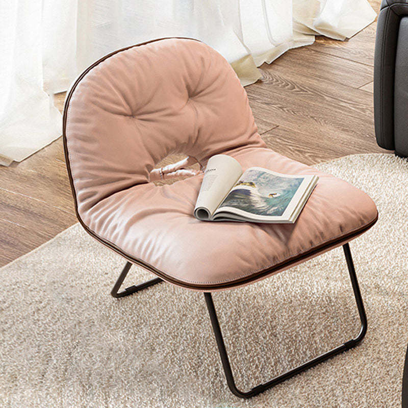 Nordic Curved Leather Folding Accent Chair — Pink