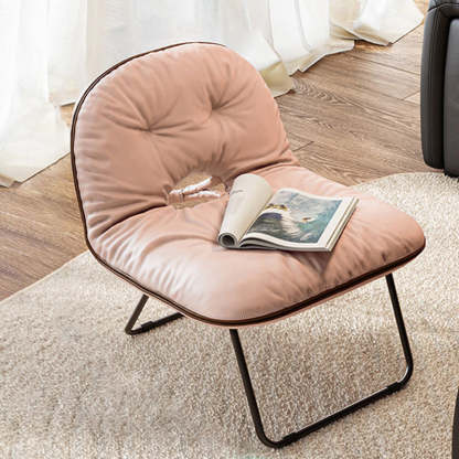 Nordic Curved Leather Folding Accent Chair — Pink