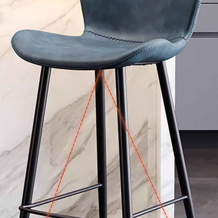 Scandinavian Curved Leather High Bar Stool