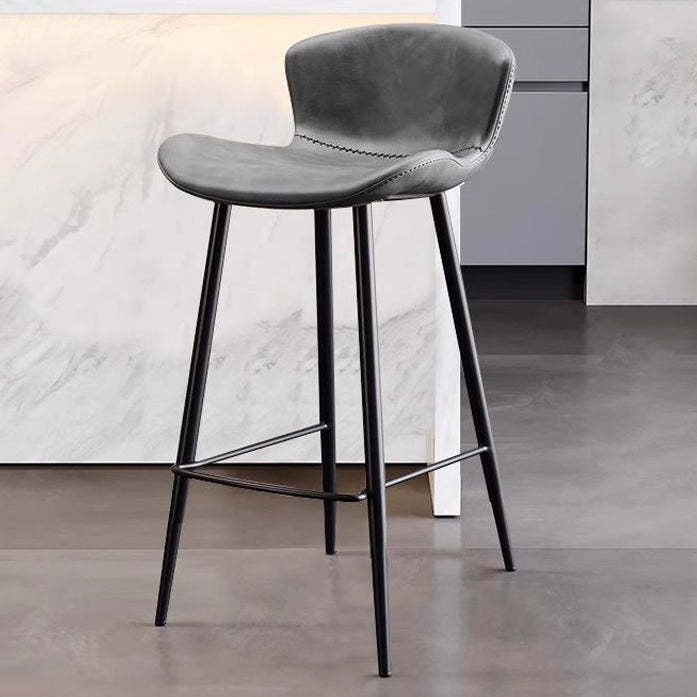 Lighom nordic high curved gray bar & counter stools in leather — Light Gray