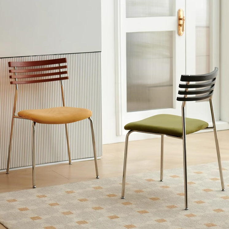 Nordic Fabric Steel Arc Wood Dining Chair