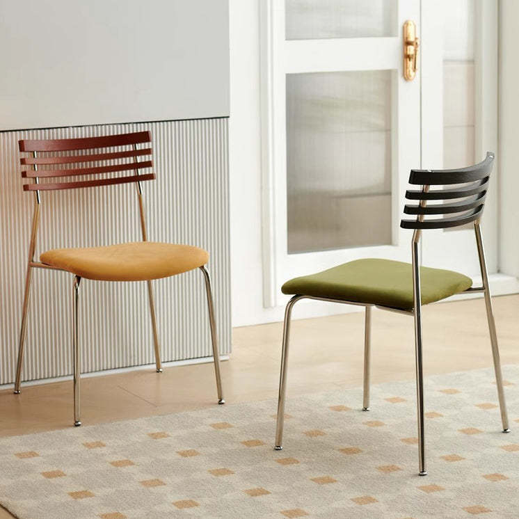 Nordic Fabric Steel Arc Wood Dining Chair