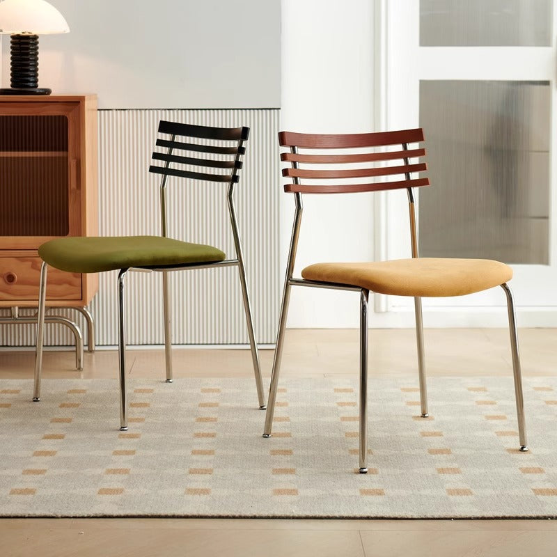 Nordic Fabric Steel Arc Wood Dining Chair