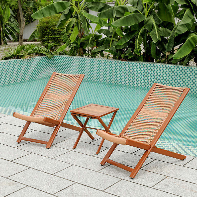 Rustic Rattan Metal Recliner with Pillow and Footrest