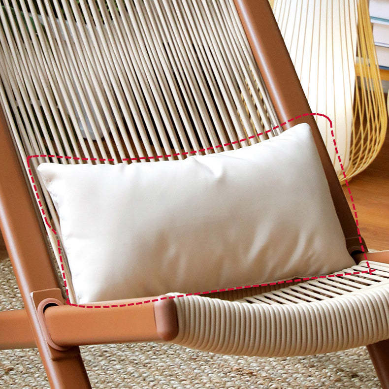 Rustic Rattan Metal Recliner with Pillow and Footrest