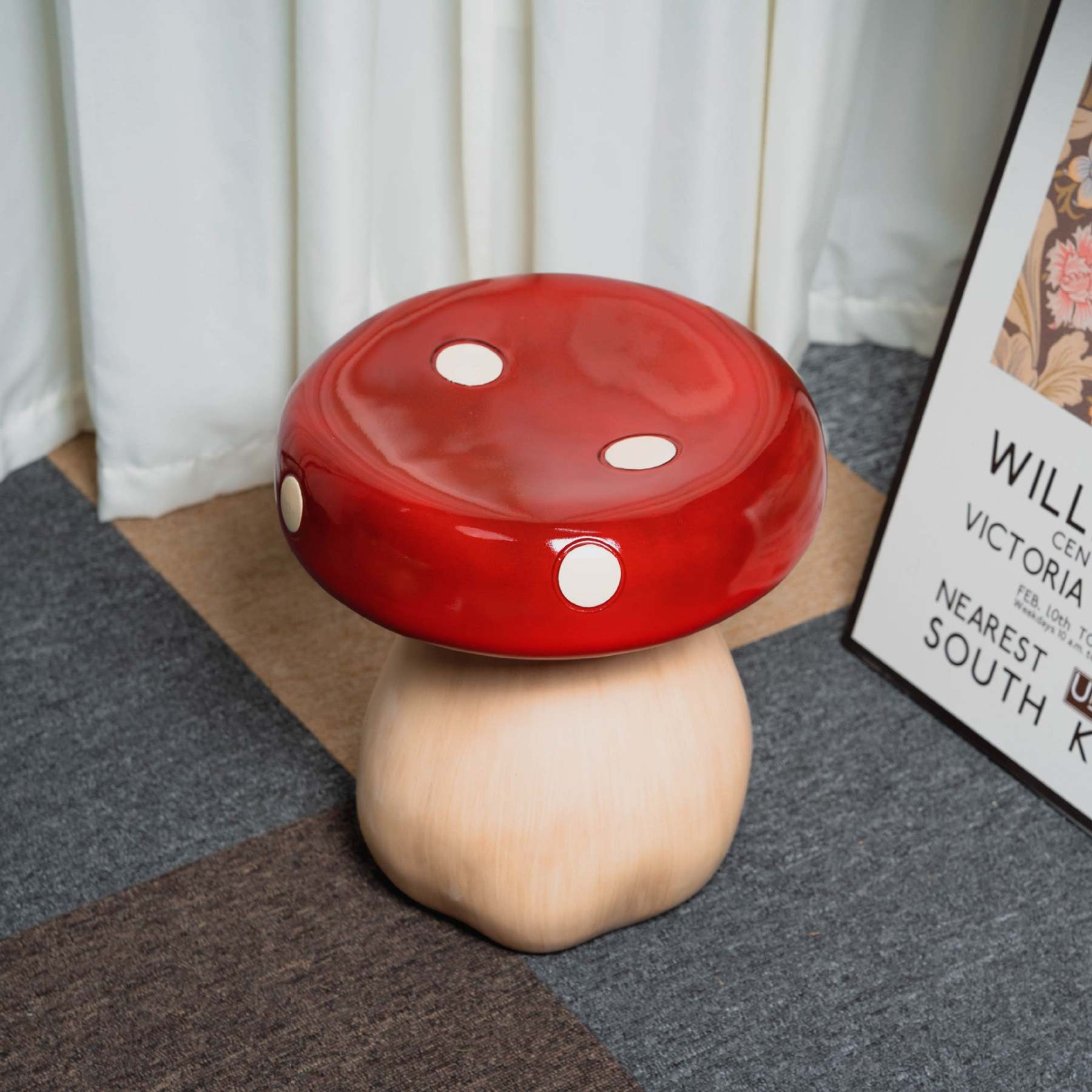 Mushroom Resin Low Stool — Yellow