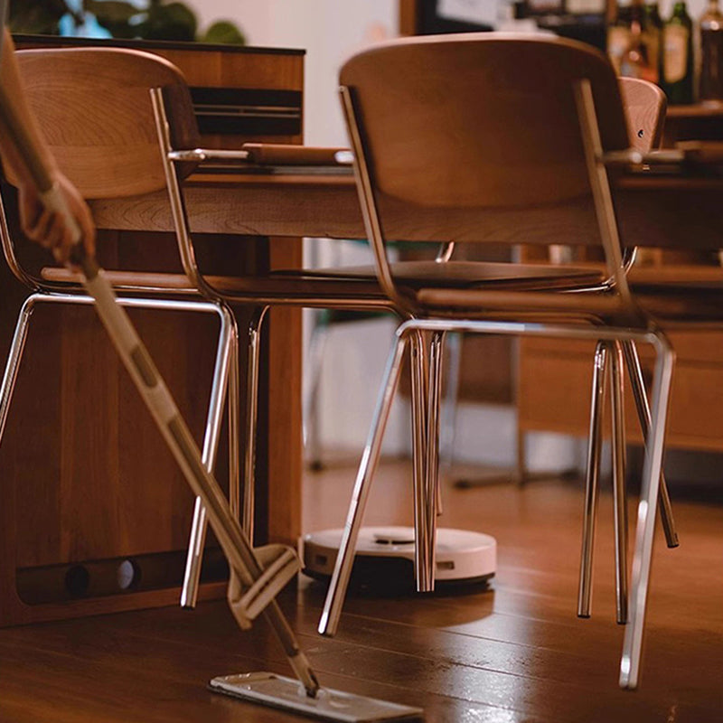 Vintage Wood Steel Dining Chair with Armrest