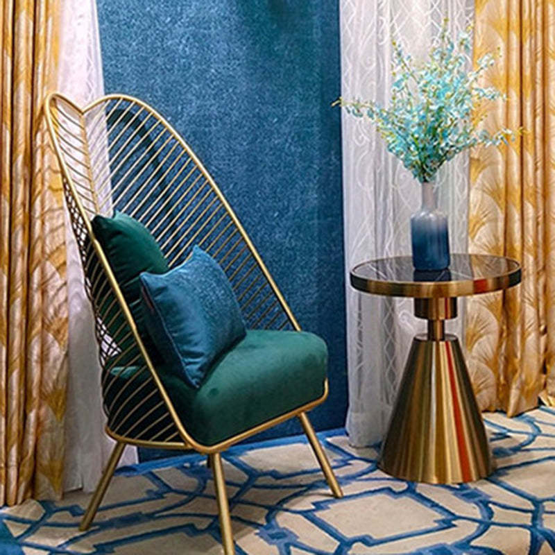 Nordic Velvet Banana Leaf Accent Chair — Pink