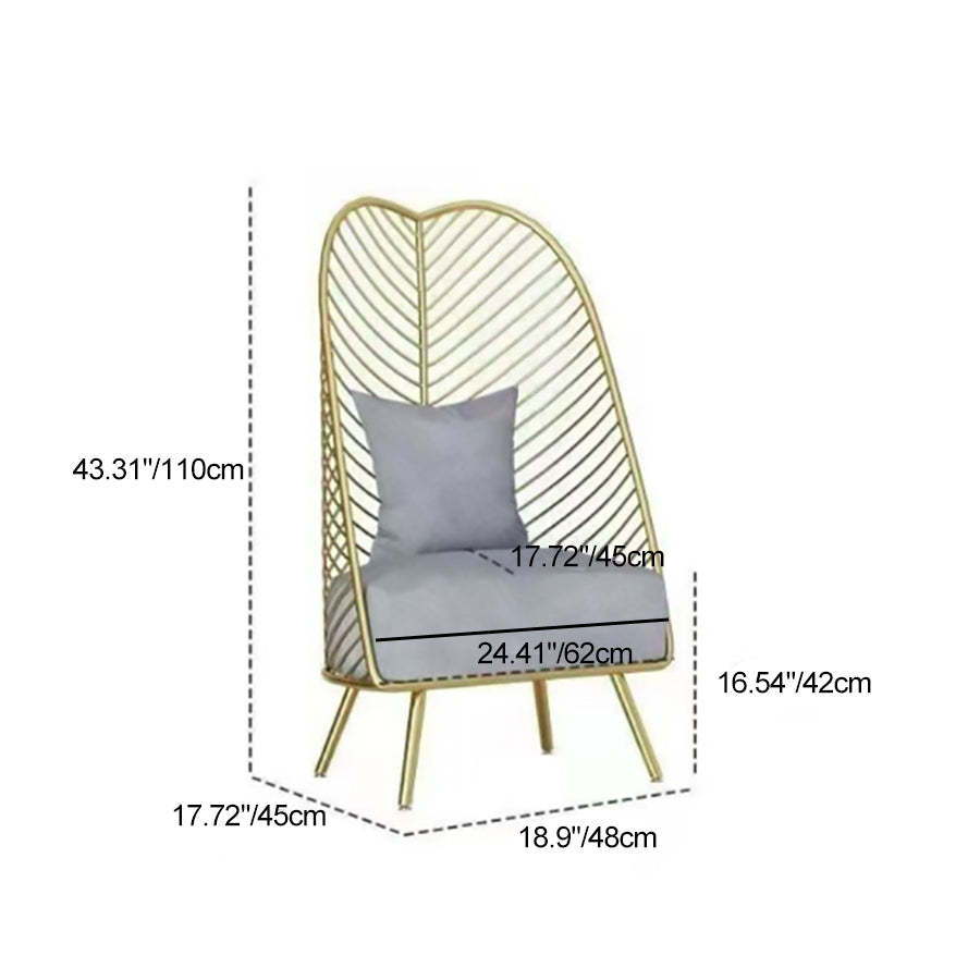 Nordic Velvet Banana Leaf Accent Chair — Gray Pink