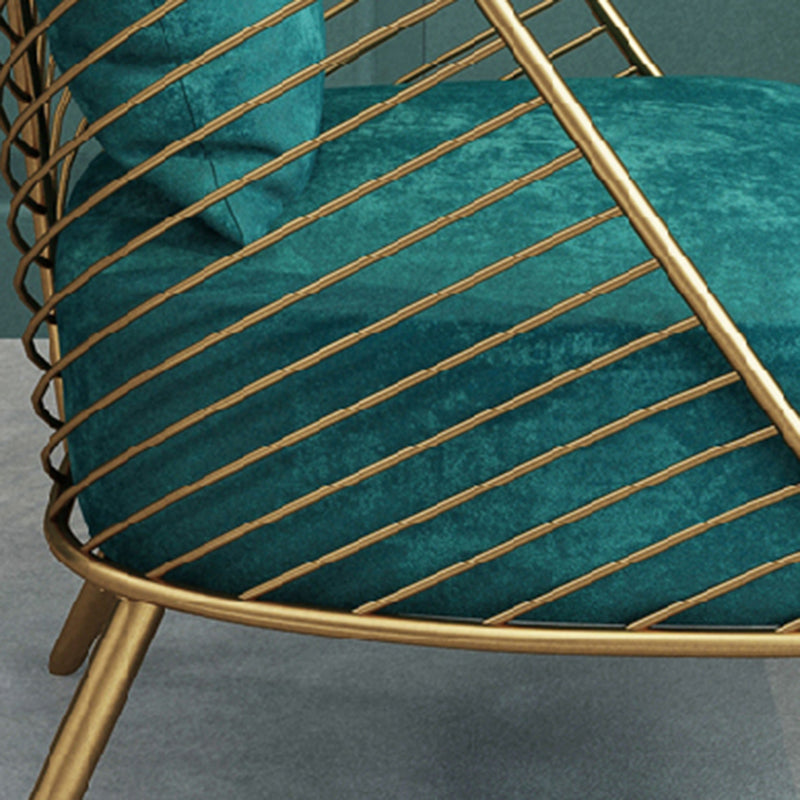 Nordic Velvet Banana Leaf Accent Chair — Dark Blue