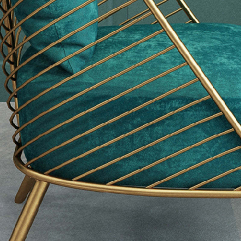 Nordic Velvet Banana Leaf Accent Chair — Dark Blue