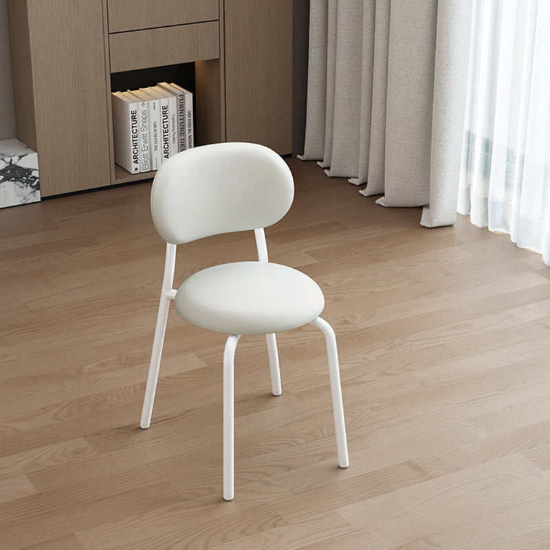 Scandinavian Leather Metal Dining Chair with Armrest