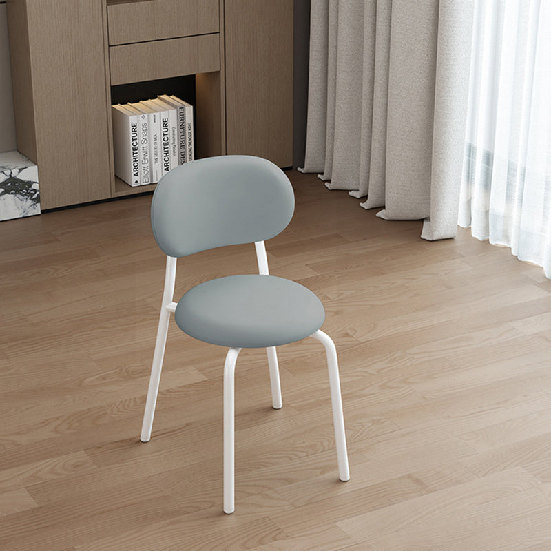 Scandinavian Leather Metal Dining Chair with Armrest