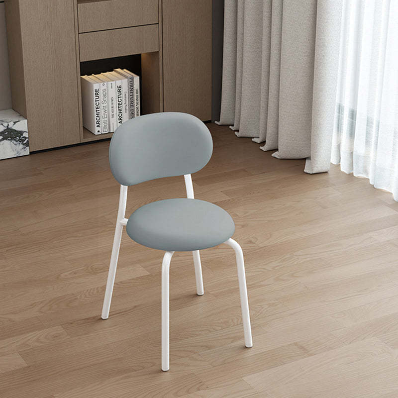 Scandinavian Leather Metal Dining Chair with Armrest