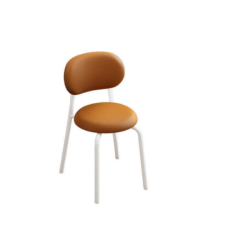 Scandinavian Leather Metal Dining Chair with Armrest