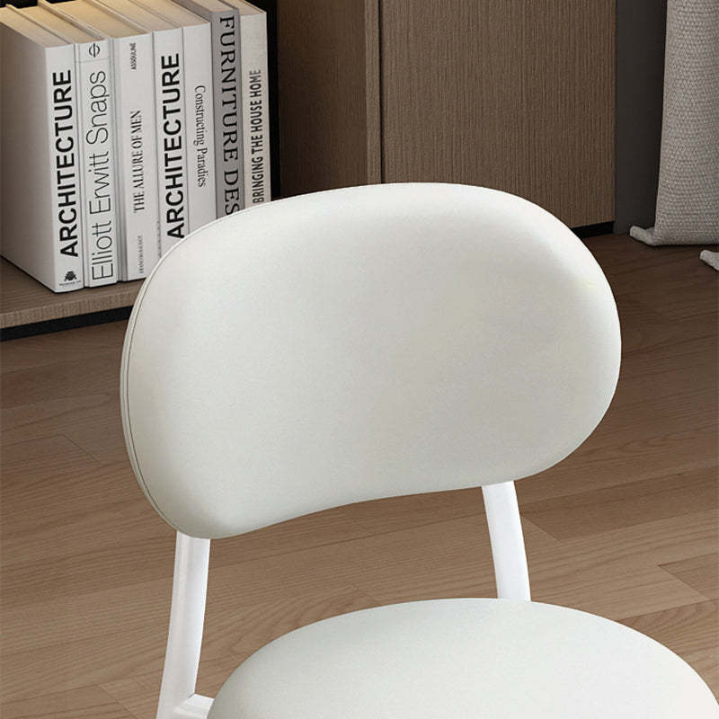 Scandinavian Leather Metal Dining Chair with Armrest