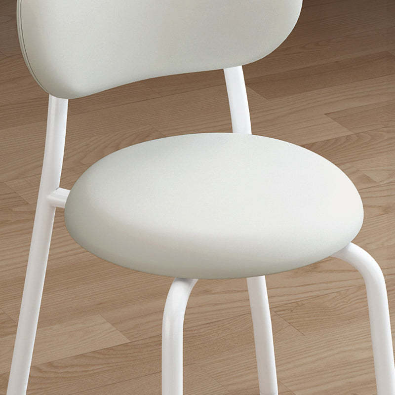 Scandinavian Leather Metal Dining Chair with Armrest