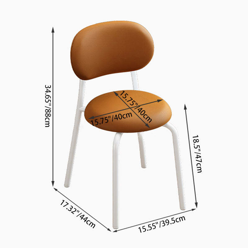 Scandinavian Leather Metal Dining Chair with Armrest — Dark Brown