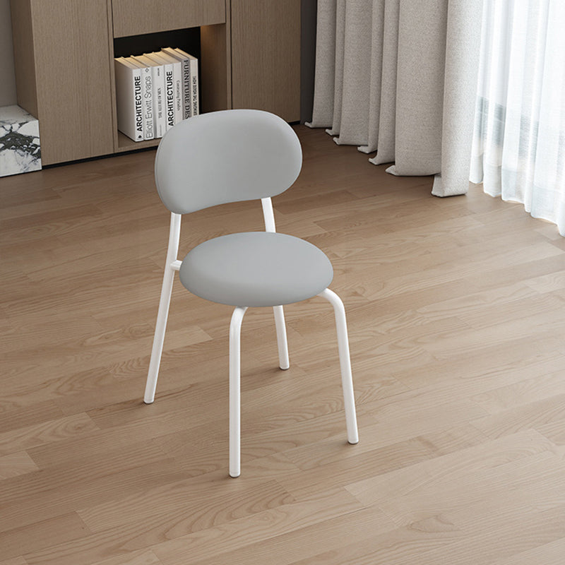 Scandinavian Leather Metal Dining Chair with Armrest — Gray