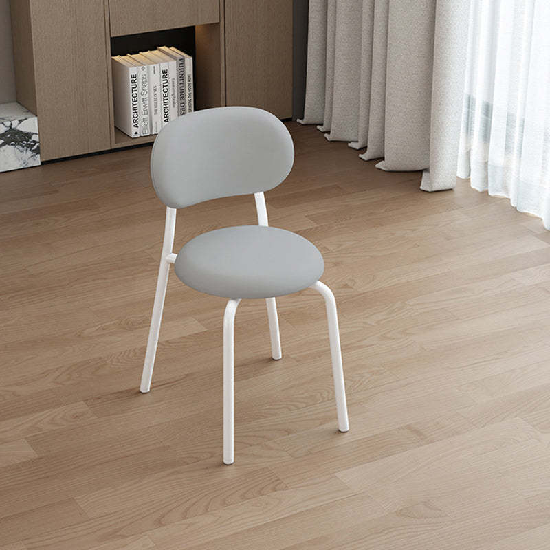 Scandinavian Leather Metal Dining Chair with Armrest — Gray