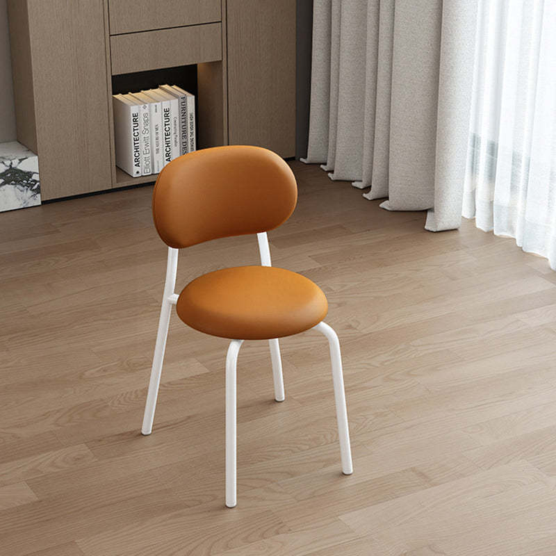 Scandinavian Leather Metal Dining Chair with Armrest — Black