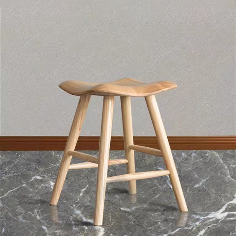 Japanese Corrugated Wood Bar Stool — Original Wood Color