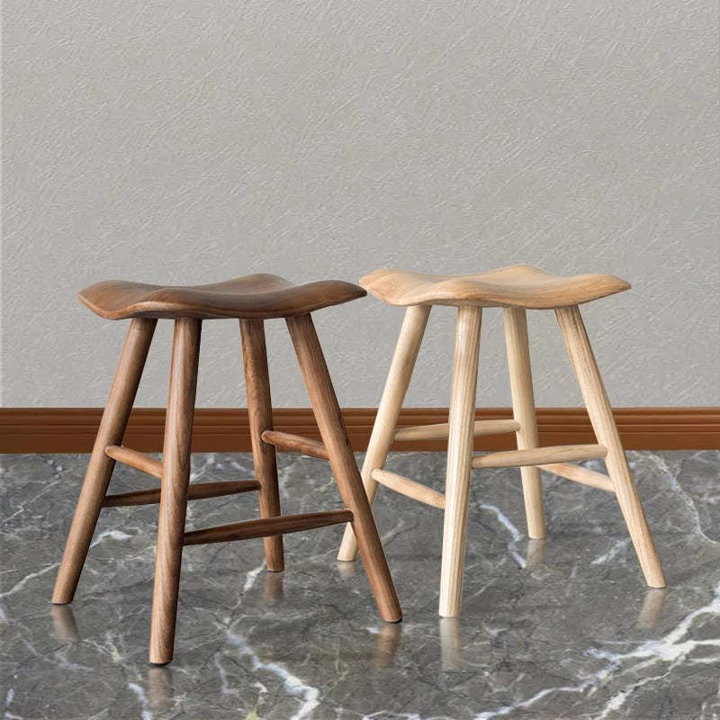 Japanese Corrugated Wood Bar Stool — Walnut Color