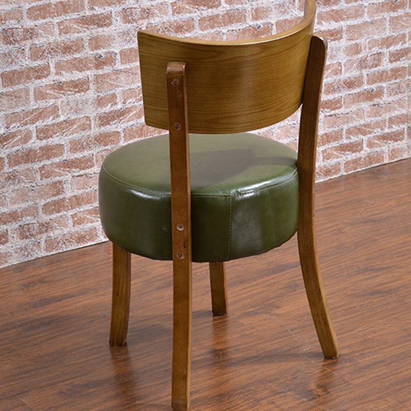 Scandinavian Round Leather Wood Dining Chair
