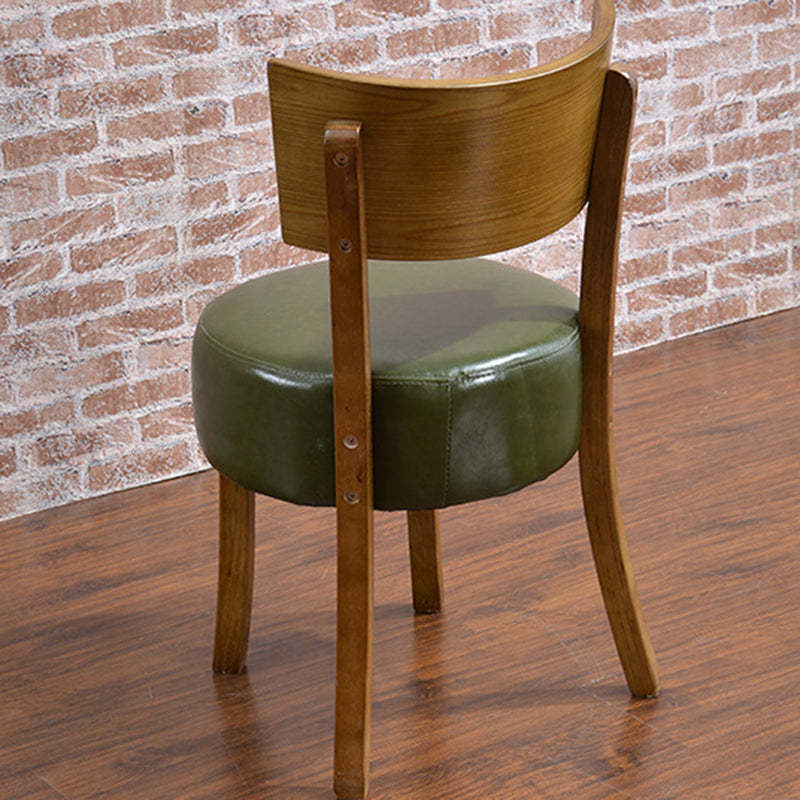 Scandinavian Round Leather Wood Dining Chair