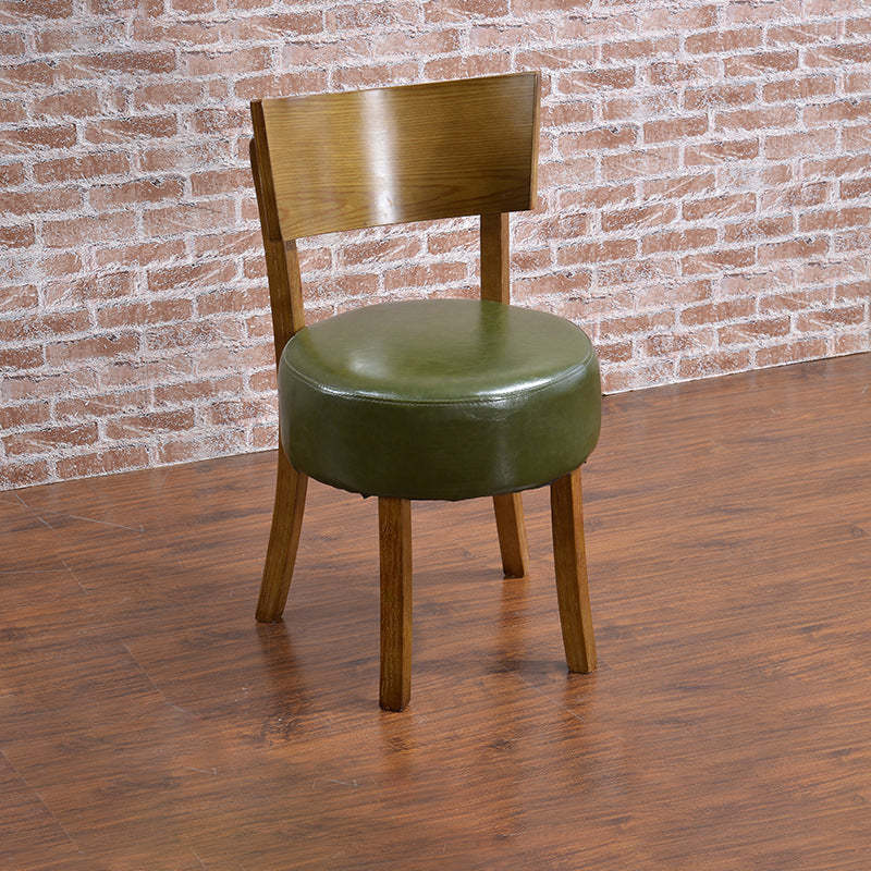 Scandinavian Round Leather Wood Dining Chair