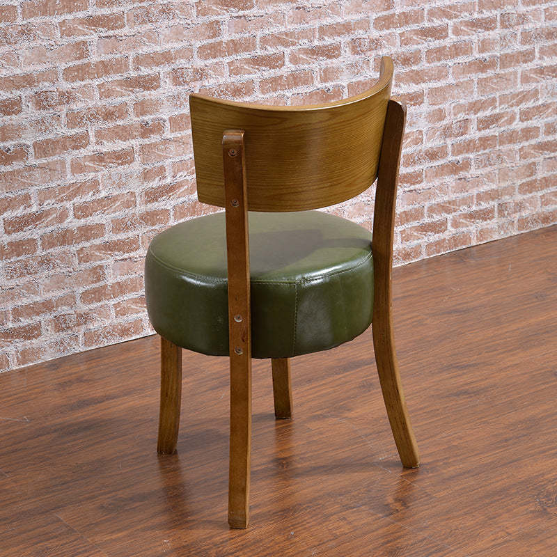 Scandinavian Round Leather Wood Dining Chair