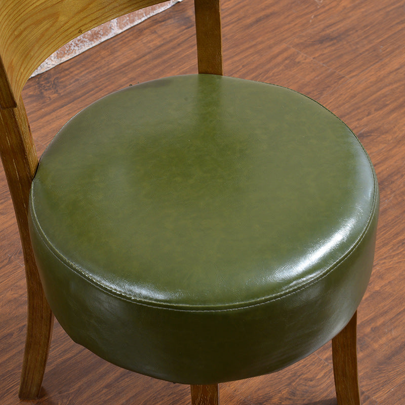Scandinavian Round Leather Wood Dining Chair