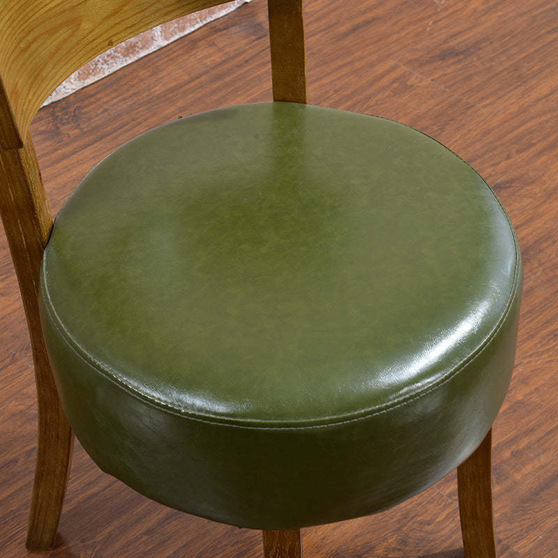 Scandinavian Round Leather Wood Dining Chair