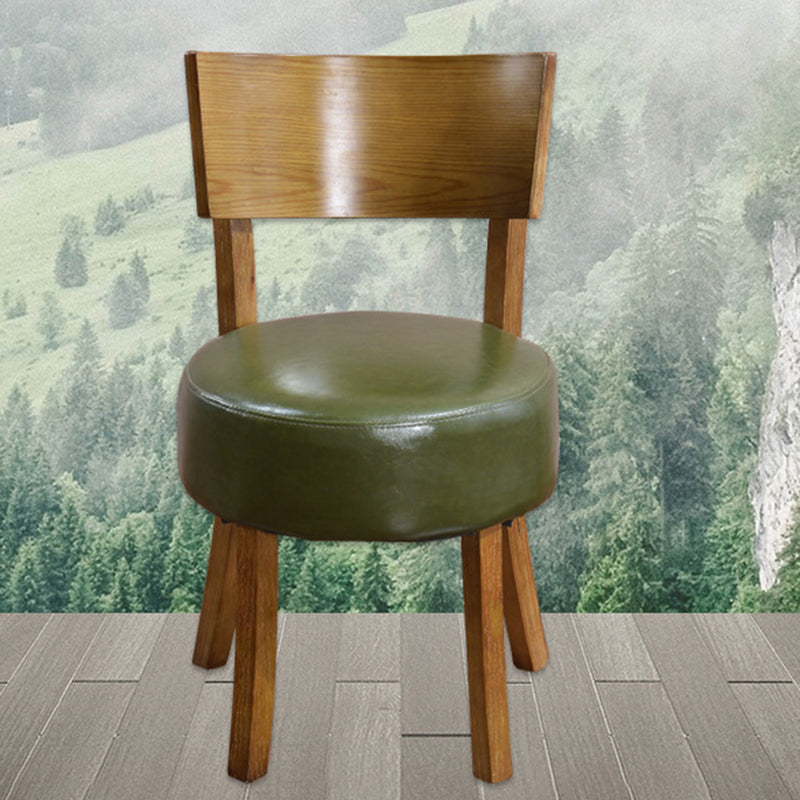 Scandinavian Round Leather Wood Dining Chair