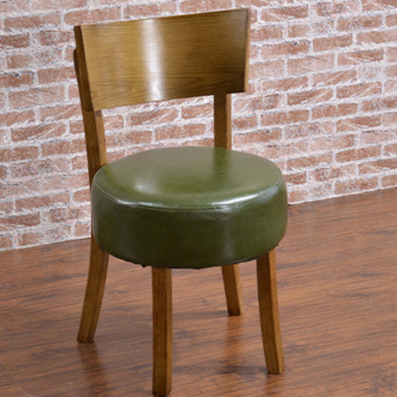 Scandinavian Round Leather Wood Dining Chair