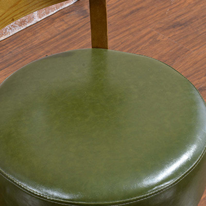 Scandinavian Round Leather Wood Dining Chair