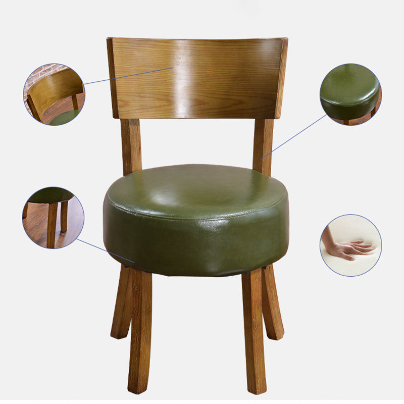 Scandinavian Round Leather Wood Dining Chair