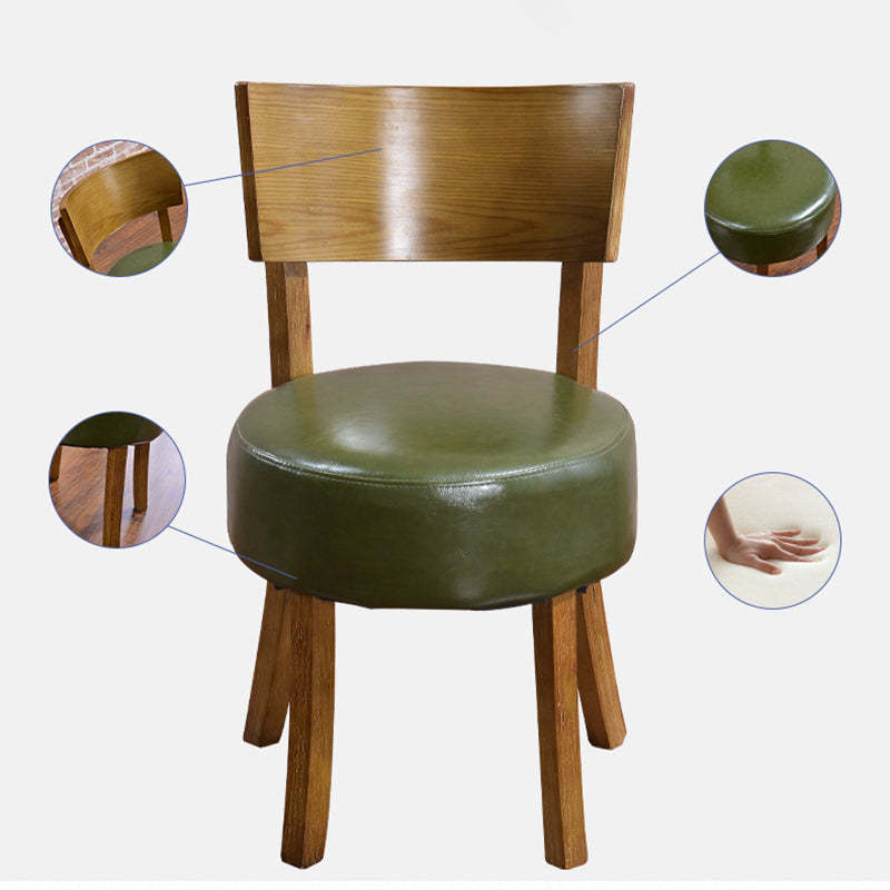 Scandinavian Round Leather Wood Dining Chair