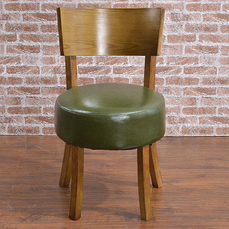 Scandinavian Round Leather Wood Dining Chair